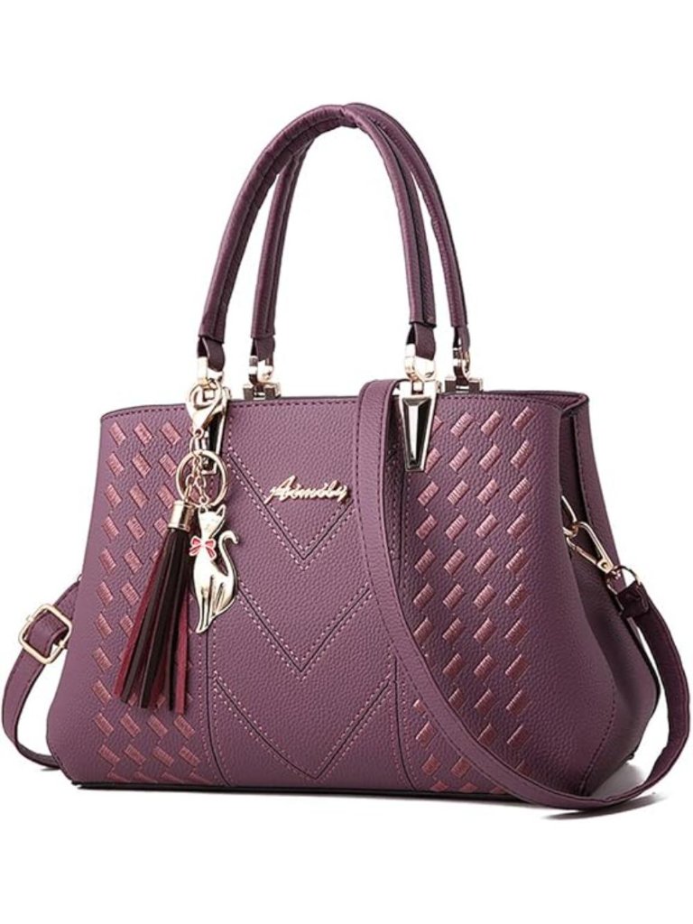 Women's 1-C Purple Shoulder Bag Ladies Satchel Messenger Tote Bag Purses